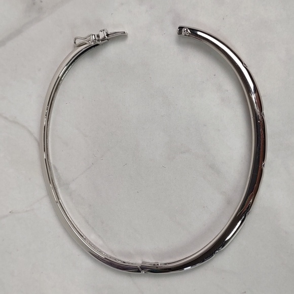 Sterling Silver Hinged Bangle Bracelet w/Cubic Zirconia Accents - Picture 6 of 8